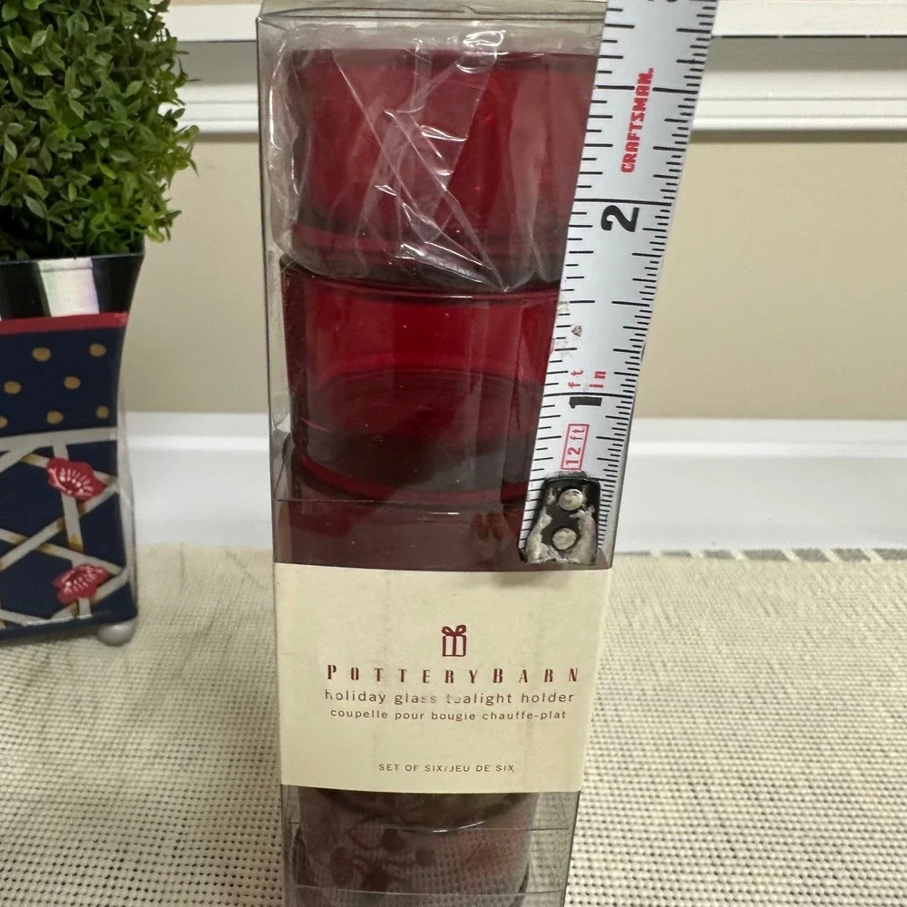 Pottery Barn Holiday Glass tealight holder 6 Piece Set New!
